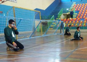 Gladiadores en un partido oficial del Torneo de la Liga Nacional de Golbol de Chile. Fuente: Archivo propio de Juan Pablo Castillo.
